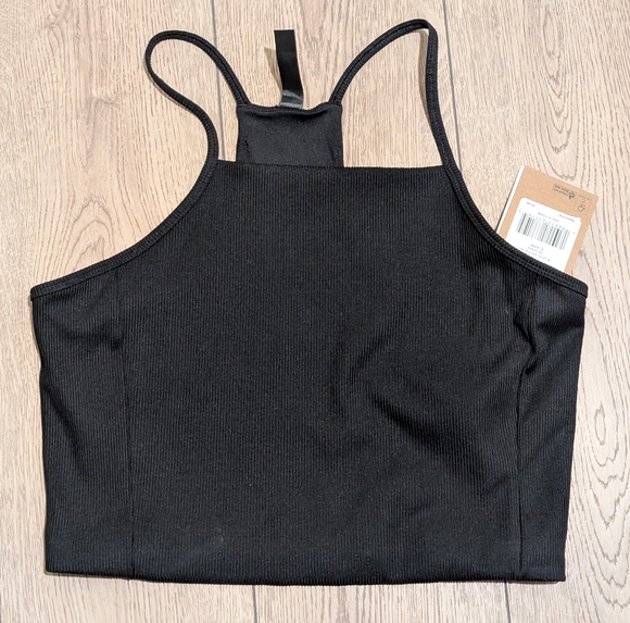 🆕 The North Face Womens XL Black Ribbed Crop Tank Top Racer Back Flash Dry NEW - Picture 1 of 6